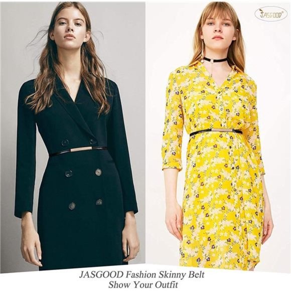 WOMEN'S Skinny Patent Leather Belt N-black+blue - Picture 5 of 6